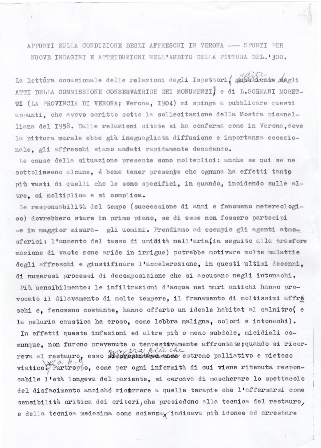 Relazione Affreschi veronesi di Ottemi della Rotta